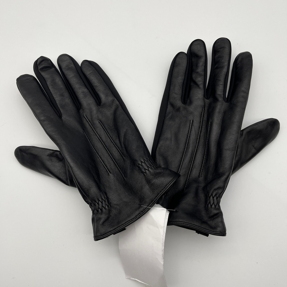 Macy's Leather Large Gloves Men's Black Dress Accessories Smocking Detail 4382
